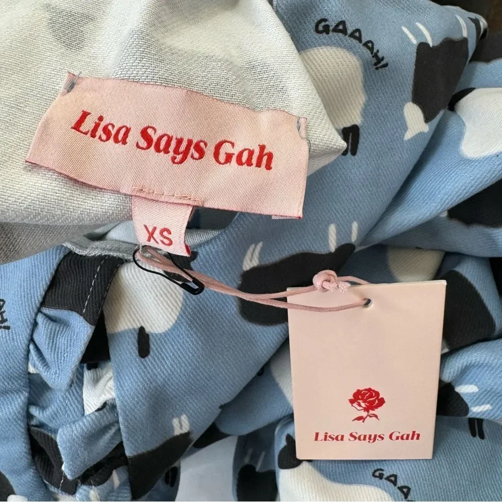 NEW LISA SAYS GAH Stevie Blue Novelty Counting Sheep Print Denim Midi Dress XS - Picture 14 of 17